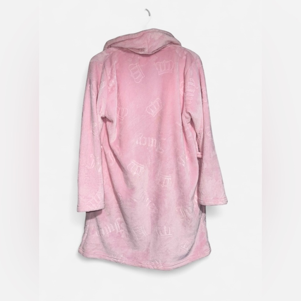 Juicy Couture Light Pink Plush Embossed Crown Robe - Picture 3 of 4